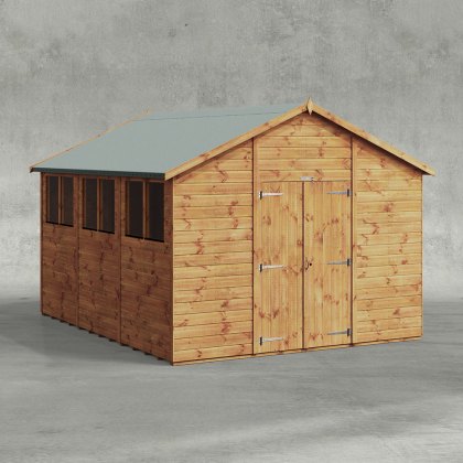 12 x 10 Powersheds Tongue & Groove Apex Wooden Shed With Double Doors