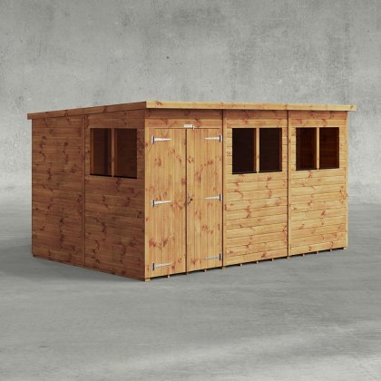 12 x 8 Powersheds Tongue & Groove Pent Wooden Shed With Double Doors