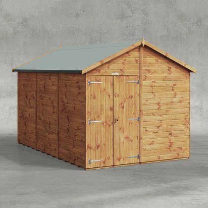 12 x 8 Powersheds Tongue & Groove Windowless Apex Wooden Shed With Double Doors 12 x 8 Powersheds Tongue & Groove Windowless Apex Wooden Shed With Double Doors