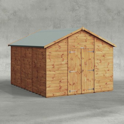 12 x 10 Powersheds Tongue & Groove Windowless Apex Wooden Shed With Double Doors