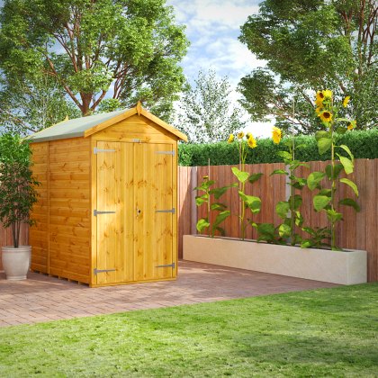 6 x 4 Powersheds Tongue & Groove Windowless Apex Wooden Shed With Double Doors
