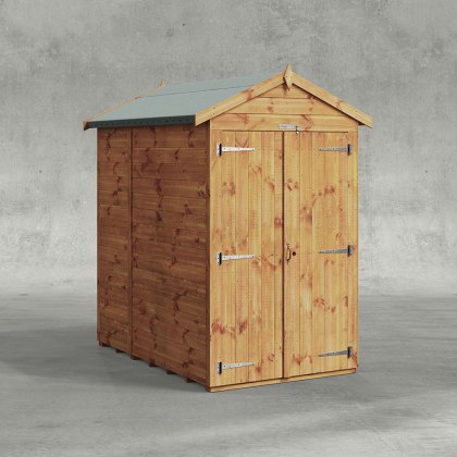 6 x 4 Powersheds Tongue & Groove Windowless Apex Wooden Shed With Double Doors 6 x 4 Powersheds Tongue & Groove Windowless Apex Wooden Shed With Double Doors