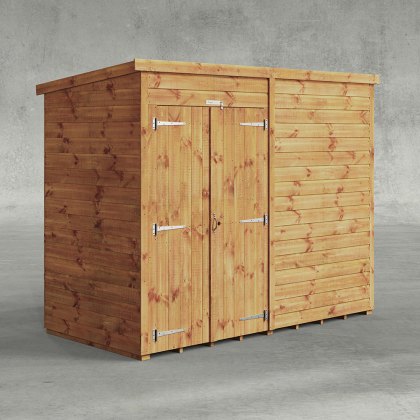 8 x 4 Powersheds Tongue & Groove Windowless Pent Wooden Shed With Double Doors