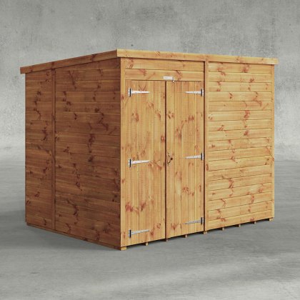 8 x 6 Powersheds Tongue & Groove Windowless Pent Wooden Shed With Double Doors