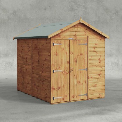 8 x 6 Powersheds Tongue & Groove Windowless Apex Wooden Shed With Double Doors