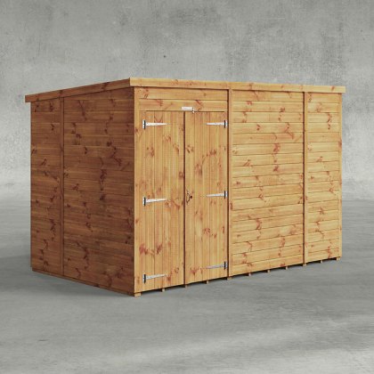 10 x 6 Powersheds Tongue & Groove Windowless Pent Wooden Shed With Double Doors