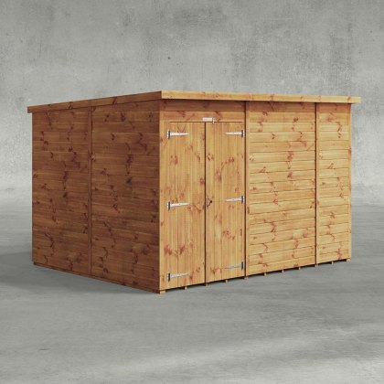 10 x 8 Powersheds Tongue & Groove Windowless Pent Wooden Shed With Double Doors