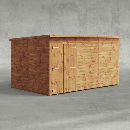 12 x 8 Powersheds Tongue & Groove Windowless Pent Wooden Shed With Double Doors