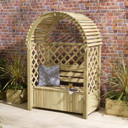 Rowlinson Chiltern Garden Arbour Seat with Storage Box - Pressure Treated