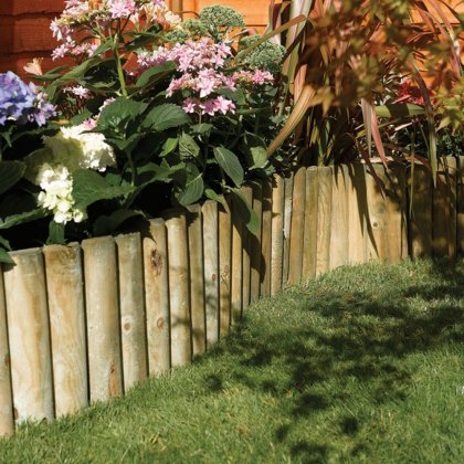 12' Rowlinson Easy Fix Spiked Log Roll Border Edging 1.8m - Pack of 4