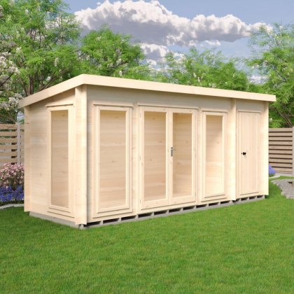 6G x 17 Shire Walsoken Log Cabin with Side Shed in 19mm Logs 6G x 17 Shire Walsoken Log Cabin with Side Shed in 19mm Logs