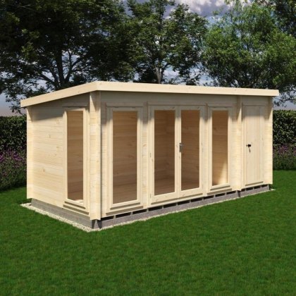 8G x 17 Shire Walsoken Log Cabin with Side Shed in 19mm Logs 8G x 17 Shire Walsoken Log Cabin with Side Shed in 19mm Logs