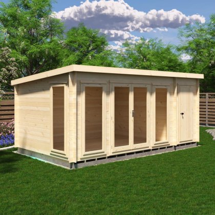 10G x 17 Shire Walsoken Log Cabin with Side Shed in 19mm Logs 10G x 17 Shire Walsoken Log Cabin with Side Shed in 19mm Logs
