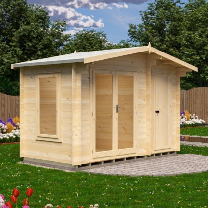 12G x 6 Shire Spalding Log Cabin with Side Shed in 19mm Logs