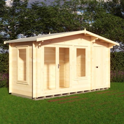 14G x 6 Shire Spalding Log Cabin with Side Shed in 19mm Logs