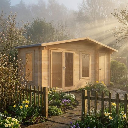 16G x 6 Shire Spalding Log Cabin with Side Shed in 19mm Logs