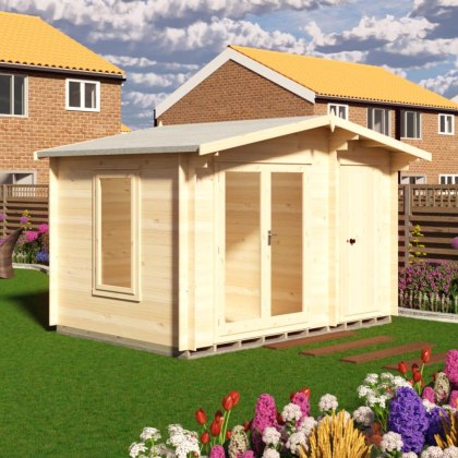 12G x 8 Shire Spalding Log Cabin with Side Shed in 19mm Logs