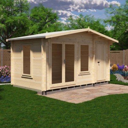 14G x 8 Shire Spalding Log Cabin with Side Shed in 19mm Logs