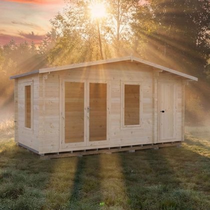16G x 8 Shire Spalding Log Cabin with Side Shed in 19mm Logs