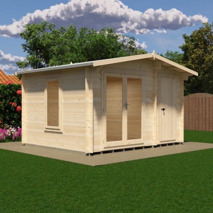 12G x 10 Shire Spalding Log Cabin with Side Shed in 19mm Logs