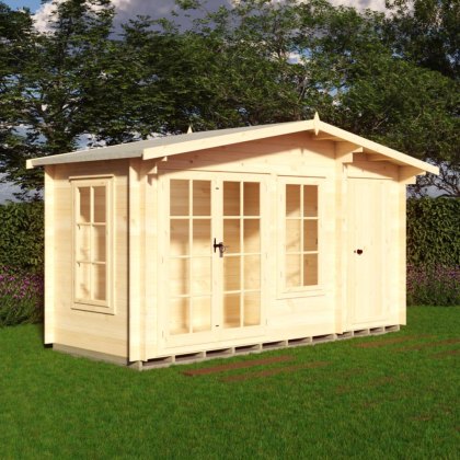 14G x 6 Shire Bourne Log Cabin with Side Shed in 19mm Logs