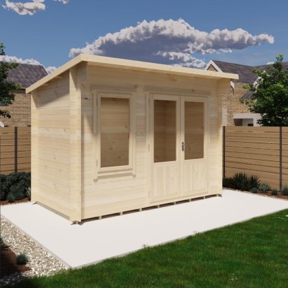11 x 6G Shire Edgefield Pent Log Cabin in 19mm Logs