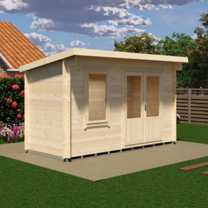 13 x 6G Shire Edgefield Pent Log Cabin in 19mm Logs