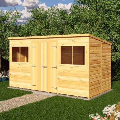 12 x 6 Shire Shiplap Pent Shed With Double Doors 12 x 6 Shire Shiplap Pent Shed With Double Doors