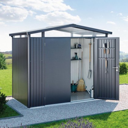 9 x 6 (2.73m x 1.98m) Biohort Panorama P2 Metal Shed - Double Door 9 x 6 (2.73m x 1.98m) Biohort Panorama P2 Metal Shed - Double Door