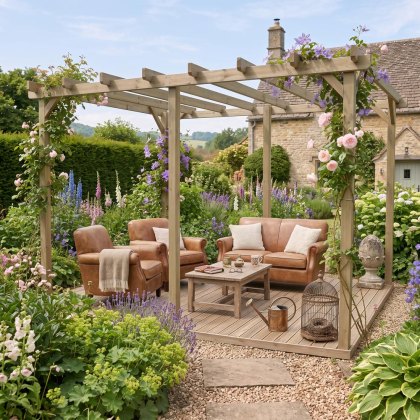 12 x 16 Shire Wooden Pergola Kit With Decking 12 x 16 Shire Wooden Pergola Kit With Decking
