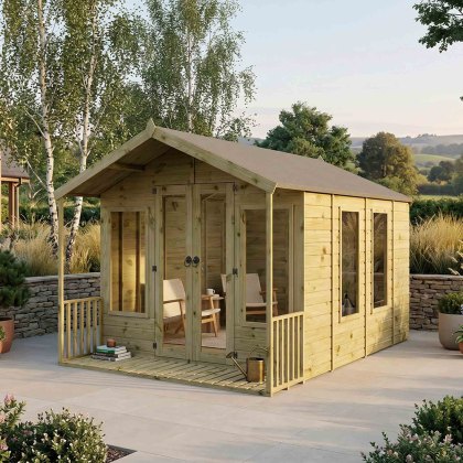 8 x 12 (2.38m x 3.62m) Mercia Premium Traditional Summerhouse with Veranda 8 x 12 (2.38m x 3.62m) Mercia Premium Traditional Summerhouse with Veranda