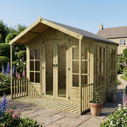 8 x 8 (2.40m x 2.38m) Mercia Premium Traditional Summerhouse with Veranda