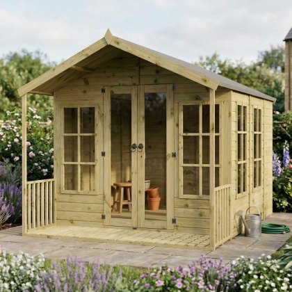 8 x 10 (2.38m x 3.00m) Mercia Premium Traditional Summerhouse with Veranda