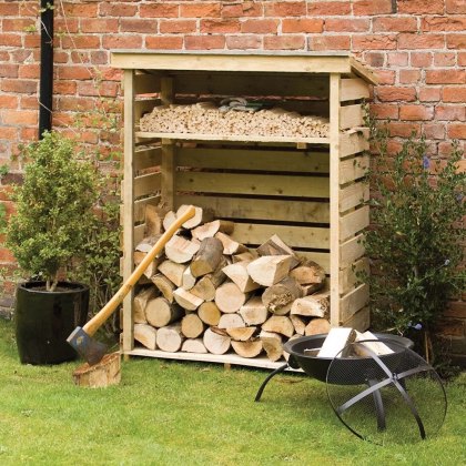 4 x 2 Rowlinson Log Store with Shelf - Pressure Treated