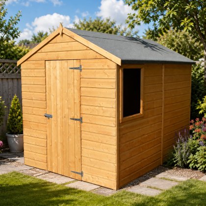 8 x 6 (2.38m x 1.79m) Shire Shiplap Apex Shed (Single Door) 8 x 6 (2.38m x 1.79m) Shire Shiplap Apex Shed (Single Door)