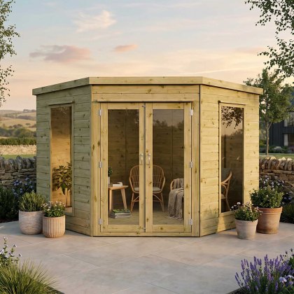 8 x 8 (2.45m x 2.45m) Mercia Premier Corner Summerhouse 8 x 8 (2.45m x 2.45m) Mercia Premier Corner Summerhouse
