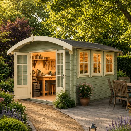 12G x 12 (3.59m x 3.59m) Shire Kilburn Log Cabin (28mm Logs)