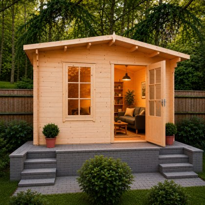 10G x 14 (2.99m x 4.19m) Shire Bucknells Log Cabin (28mm logs)