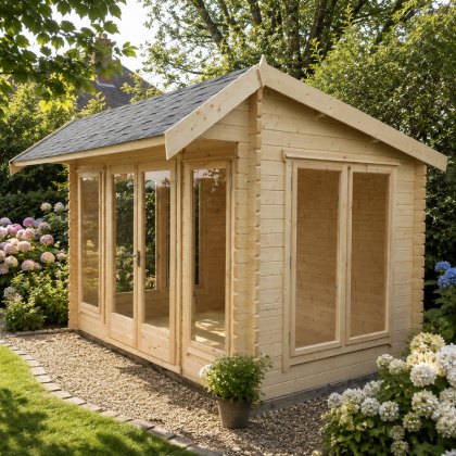 12G x 12 (3.59m x 3.59m) Shire Wykenham Log Cabin (34mm to 70mm Logs)