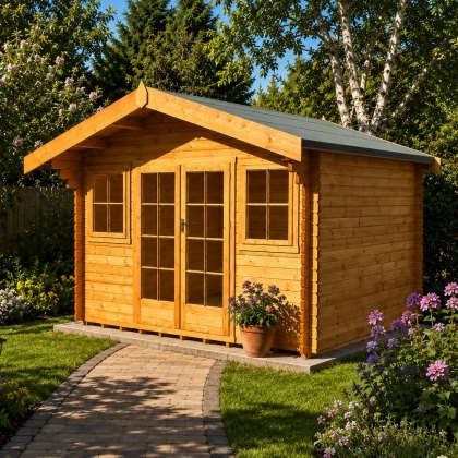 12G x 14 (3.59m x 4.19m) Shire Clipstone Log Cabin (28mm to 70mm Logs)