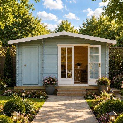 14G x 8 (4.19m x 2.39m) Shire Bourne Log Cabin (28mm to 70mm Logs) 14G x 8 (4.19m x 2.39m) Shire Bourne Log Cabin (28mm to 70mm Logs)