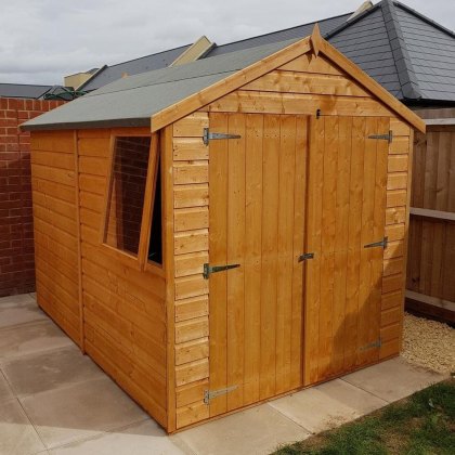8 x 6 (2.38m x 1.79m) Shire Warwick Shiplap Apex Shed (Double Doors)