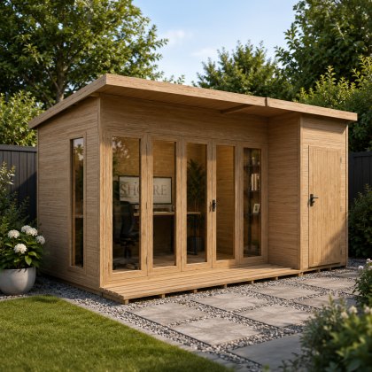 12 x 8 (3.59m x 2.39m) Shire Aster Summerhouse with Side Storage