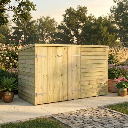 3 x 6 (0.99m x 1.95m) Mercia Overlap Pent Bike Shed
