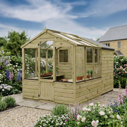 10 x 6 (3.03m x 1.97m) Mercia Greenhouse and Shed Combi