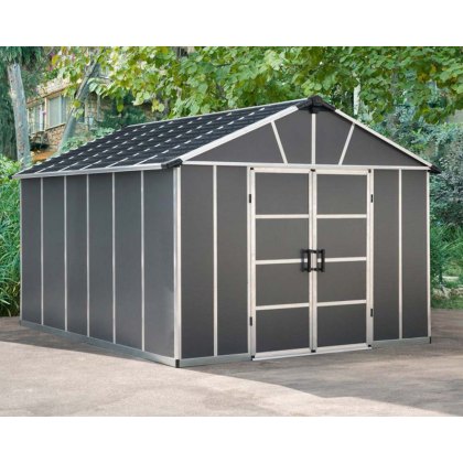 11 x 13 (3.32m x 3.93m) Palram - Canopia Yukon Plastic Apex Shed - Dark Grey
