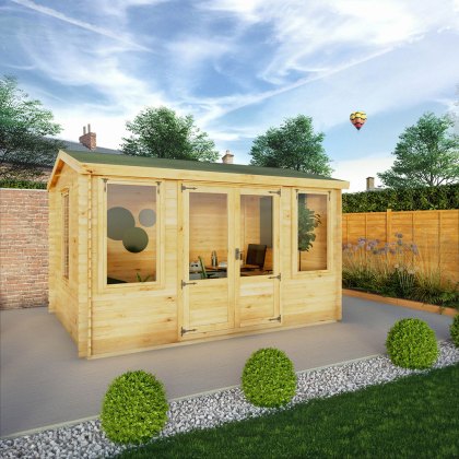 13 x 10 (4m x 3m) Mercia Reverse Apex Log Cabin in 19mm Logs