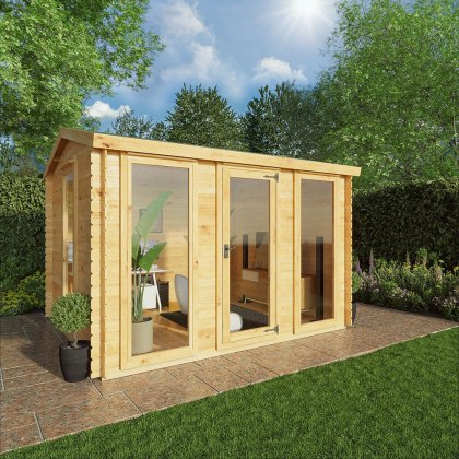 12 x 10 (3.5m x 3m) Mercia Reverse Apex Log Cabin in 19mm Logs