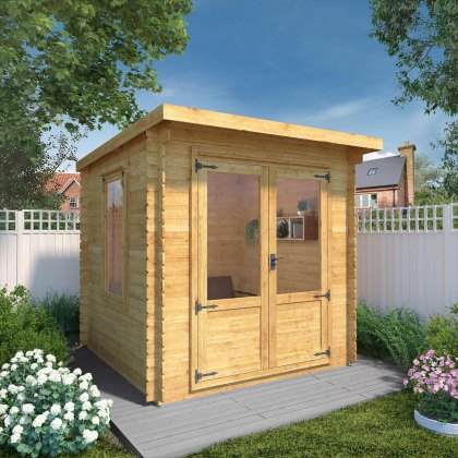 8 x 8 (2.4m x 2.4m) Mercia Pent Log Cabin in 19mm Logs