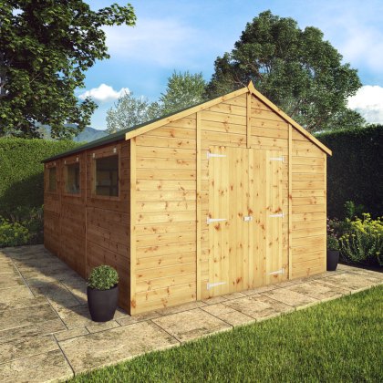 15 x 10 (4.57m x 3.23m) Mercia Premium Shiplap Apex Workshop